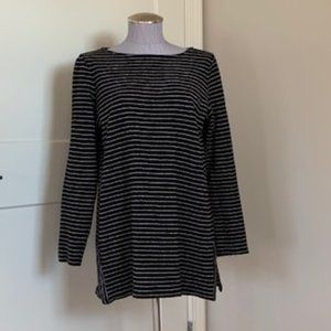 J Jill Black/White Striped Sweater Size Medium